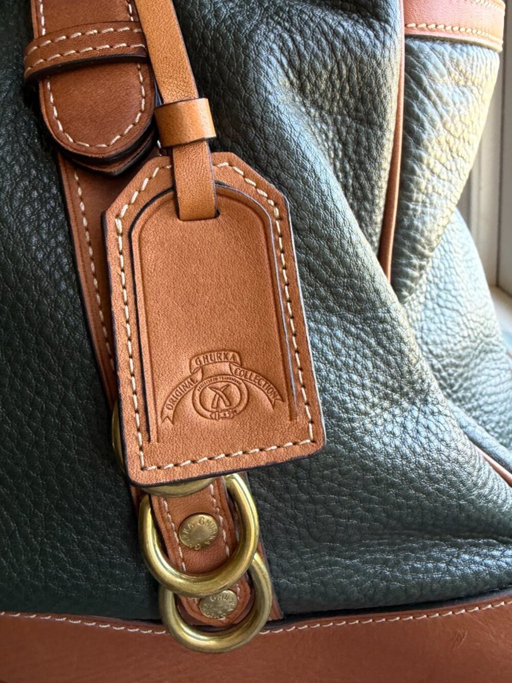Ghurka Original Heritage D-Ring Hunter Green Pebble Leather Tote Bag exc - Picture 13 of 14